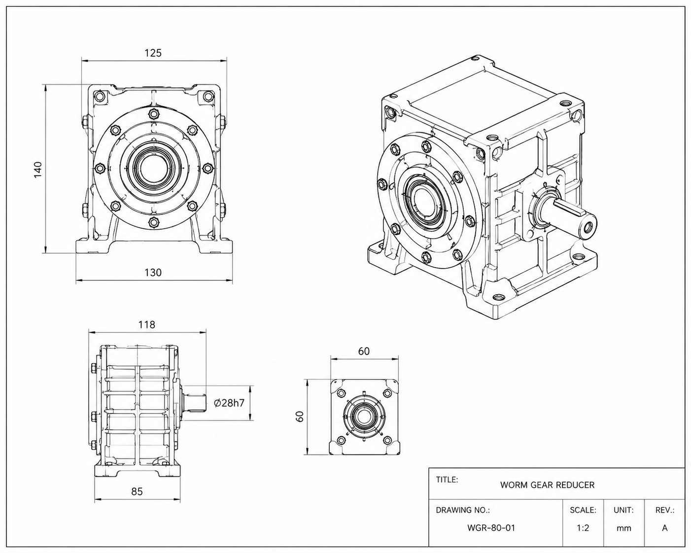 Linear guide carriage block technical drawing