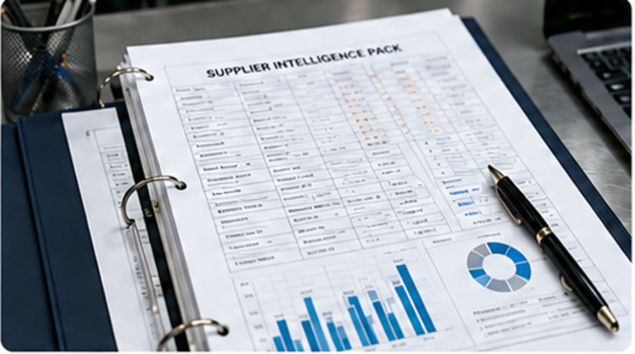 Supplier intelligence report in a binder
