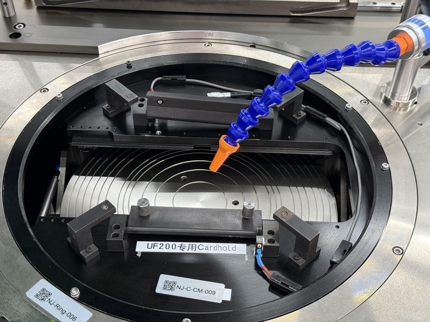 Production test fixture station with measurement equipment and pass fail test software
